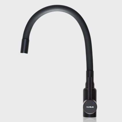 ALVEUS 1144433 - Kriauklės čiaupas su lanksčia rankena MINTAS 34 cm žalvaris/matinė juoda