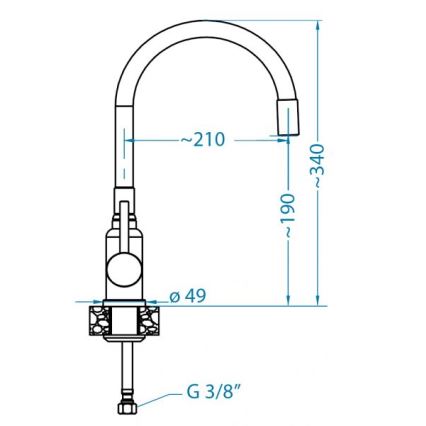 ALVEUS 1144433 - Kriauklės čiaupas su lanksčia rankena MINTAS 34 cm žalvaris/matinė juoda