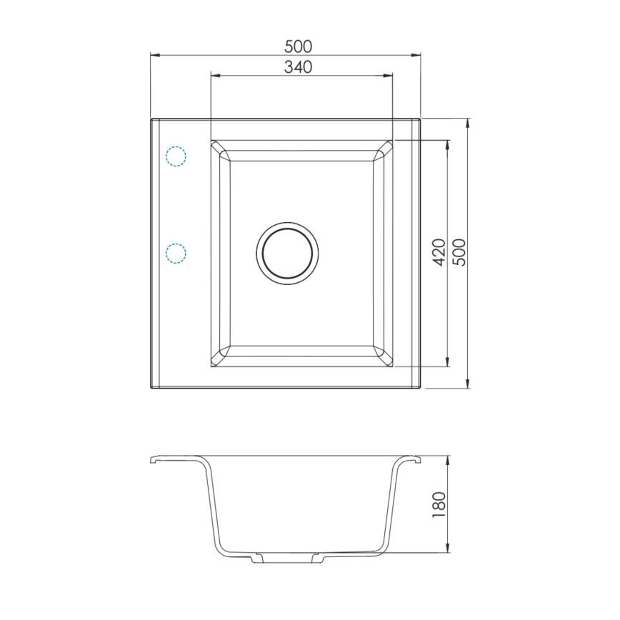 ALVEUS 1149111 - Virtuvės kriauklė GEM 50x50 cm granito/smėlio spalva