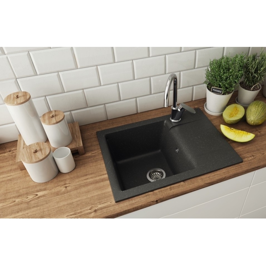 ALVEUS 1149116 - Virtuvės kriauklė GEM 59x50 cm granito/juoda