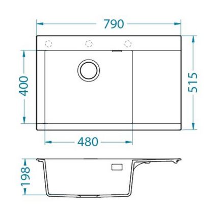 ALVEUS 1149300 - Virtuvinė kriauklė PURE 79x51,5 cm granitinė/pilka
