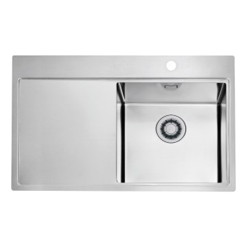 ALVEUS 1149516 - Virtuvės kriauklė PURE 79x52,5 cm, satininė, dešinės pusės + sifonas su greitu uždarymu