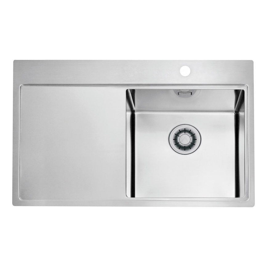 ALVEUS 1149516 - Virtuvės kriauklė PURE 79x52,5 cm, satininė, dešinės pusės + sifonas su greitu uždarymu