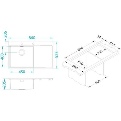 ALVEUS 1149518 - PURE virtuvinė kriauklė 86x52,5 cm iš nerūdijančio plieno
