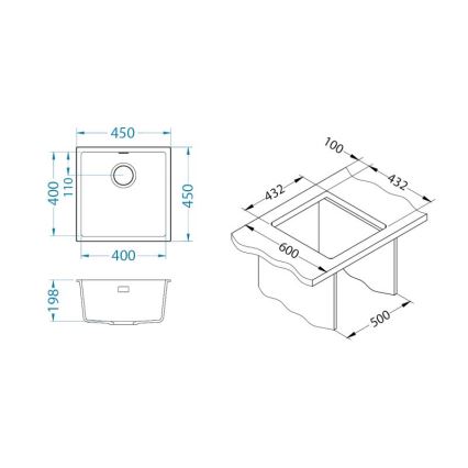 ALVEUS 1150044 - Virtuvinė kriauklė OMNI 45x45 cm granitas/balta