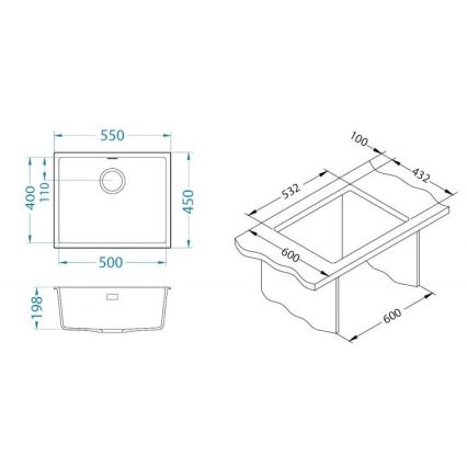 ALVEUS 1150051 - Virtuvės kriauklė OMNI 55x45 cm granitas/balta