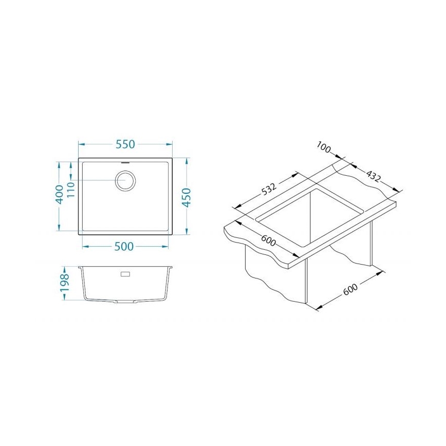 ALVEUS 1150051 - Virtuvės kriauklė OMNI 55x45 cm granitas/balta