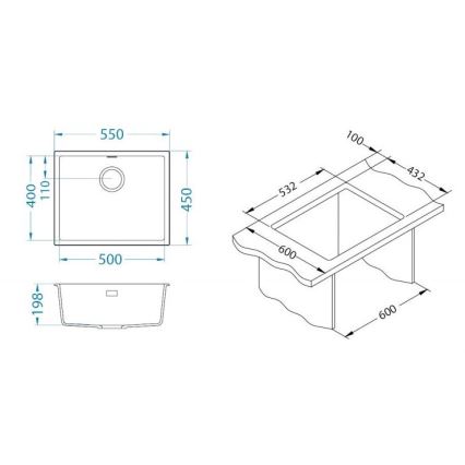 ALVEUS 1150054 - Virtuvės kriauklė OMNI 55x45 cm granito/smėlio spalva