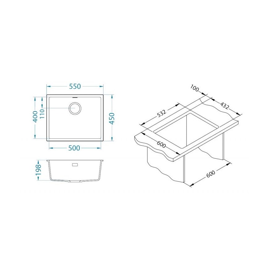 ALVEUS 1150054 - Virtuvės plautuvė OMNI 55x45 cm granitinis/smėlio spalvos