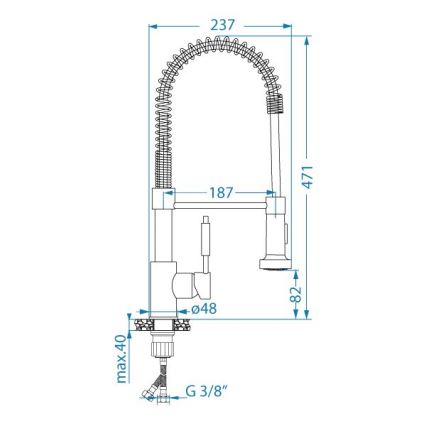 ALVEUS 1150886 - Maišytuvas su lanksčiu snapu ir dušo funkcija URBAN 47,1 cm satino spalvos