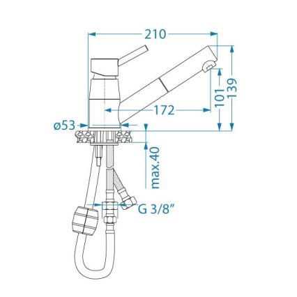 ALVEUS 1150888 - Kriauklės čiaupas su ištraukiamu purkštuvu NANO 13,9 cm blizgus chromas