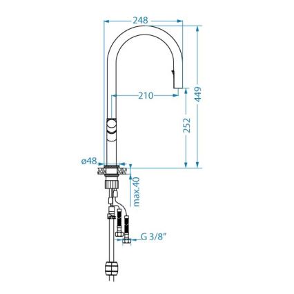 ALVEUS 1150908 - Kriauklės čiaupas su ištraukiamu purkštuvu SWAN 44,9 cm juoda