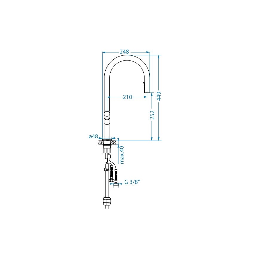 ALVEUS 1150908 - Kriauklės čiaupas su ištraukiamu purkštuvu SWAN 44,9 cm juoda