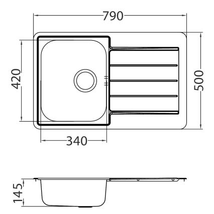 ALVEUS SET0026 - Virtuvinė plautuvė LINE 79x50 cm + maišytuvas TONIA 29,5 cm satinas/blizgus chromas