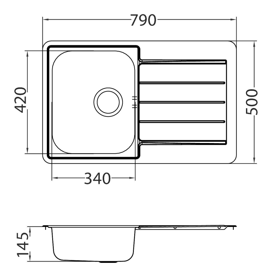 ALVEUS SET0026 - Virtuvinė plautuvė LINE 79x50 cm + maišytuvas TONIA 29,5 cm satinas/blizgus chromas