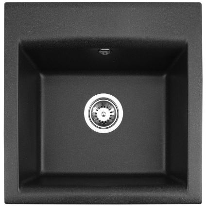 ALVEUS SETA23193 - Virtuvinė plautuvė ATROX 50x50 cm + kriauklės maišytuvas su lanksčiu snapu MINTAS 34 cm granitas/matinė juoda