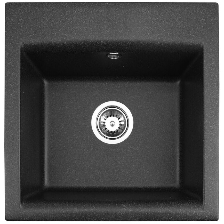 ALVEUS SETA23193 - Virtuvinė plautuvė ATROX 50x50 cm + kriauklės maišytuvas su lanksčiu snapu MINTAS 34 cm granitas/matinė juoda