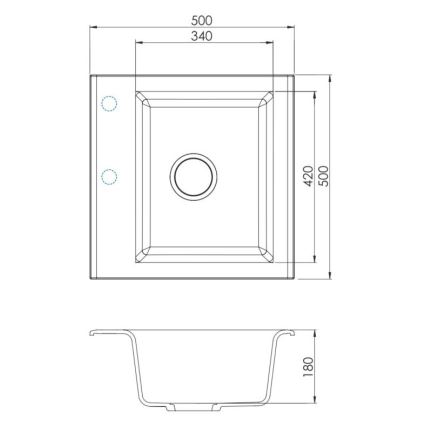 ALVEUS SETA23193 - Virtuvinė plautuvė ATROX 50x50 cm + kriauklės maišytuvas su lanksčiu snapu MINTAS 34 cm granitas/matinė juoda