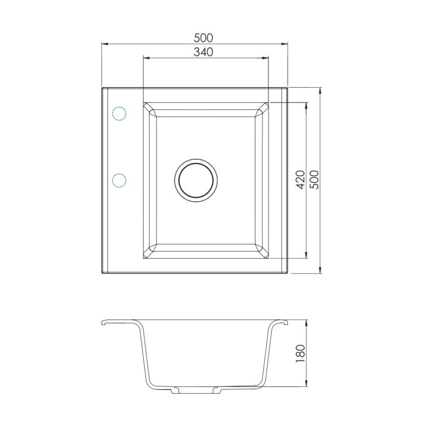 ALVEUS SETA23193 - Virtuvinė plautuvė ATROX 50x50 cm + kriauklės maišytuvas su lanksčiu snapu MINTAS 34 cm granitas/matinė juoda