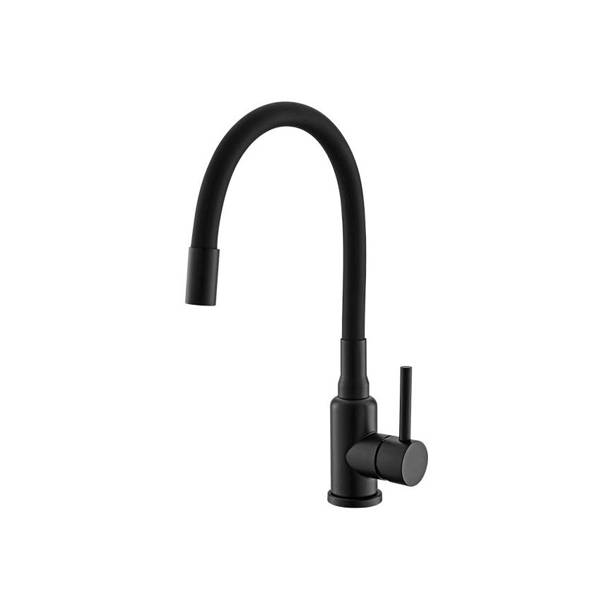 ALVEUS SETA23193 - Virtuvinis kriauklė ATROX 50x50 cm + maišytuvas su lankstomu kaklu MINTAS 34 cm granitu/matiniu juodu