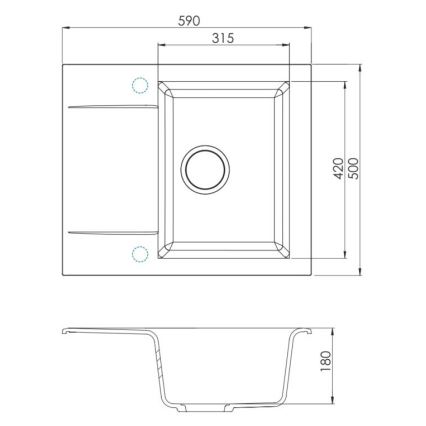 ALVEUS SETA23197 - Virtuvės kriauklė CADIT 59x50 cm + virtuvinis maišytuvas su lanksčiu snapu MINTAS 34 cm granitinis/matinė juoda