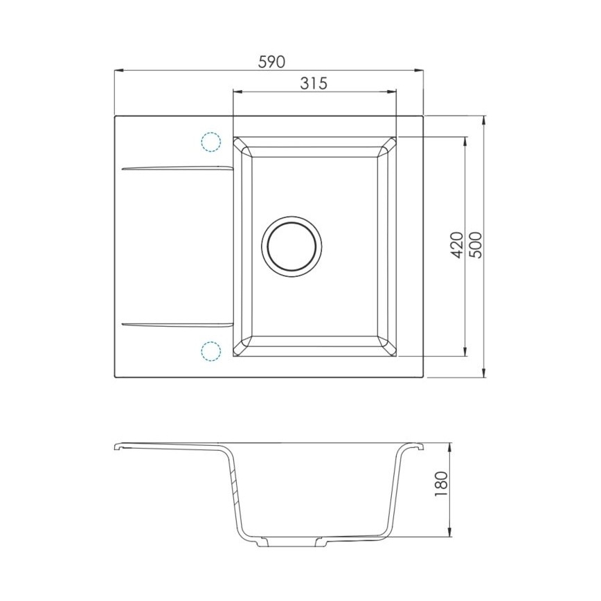 ALVEUS SETA23197 - Virtuvės kriauklė CADIT 59x50 cm + virtuvinis maišytuvas su lanksčiu snapu MINTAS 34 cm granitinis/matinė juoda