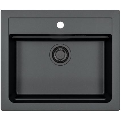 ALVEUS SETA23228 - Virtuvinis kriauklė ATROX 59x50 cm + maišytuvas su fleksibilia svirtimi MINTAS 34 cm granitas/matinis juodas