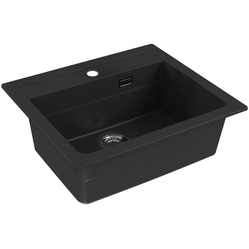 ALVEUS SETA23228 - Virtuvinis kriauklė ATROX 59x50 cm + maišytuvas su fleksibilia svirtimi MINTAS 34 cm granitas/matinis juodas
