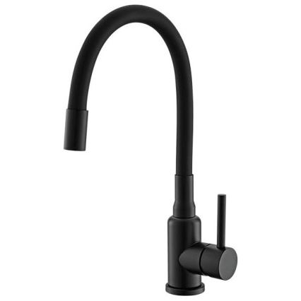 ALVEUS SETA23228 - Virtuvinis kriauklė ATROX 59x50 cm + maišytuvas su fleksibilia svirtimi MINTAS 34 cm granitas/matinis juodas