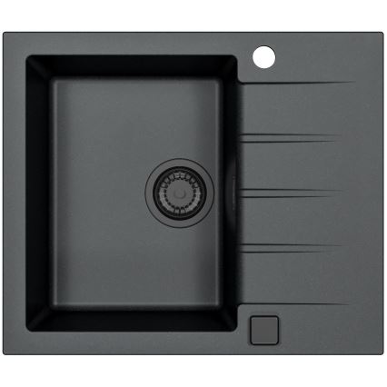 ALVEUS SETA23230 - Granitinė virtuvinė kriauklė CADIT 59x50 cm + maišytuvas su fleksabiliu kaklu MINTAS 34 cm juodas/matinis