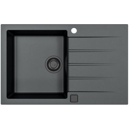 ALVEUS SETA23231 - Granitinė virtuvinė kriauklė CADIT 79x50 cm + maišytuvas su fleksabiliu kaklu MINTAS 34 cm juodas/matinis
