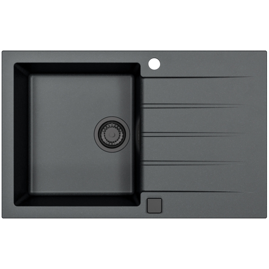 ALVEUS SETA23231 - Virtuvinė plautuvė CADIT 79x50 cm + plautuvės maišytuvas su lanksčiu snapu MINTAS 34 cm granitinis/matinė juoda