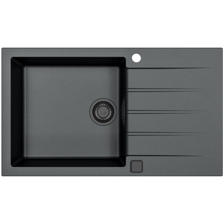 ALVEUS SETA23232 - Virtuvinė plautuvė CADIT 86x50 cm + kriauklės maišytuvas su lanksčiu snapu MINTAS 34 cm granitas/matinė juoda
