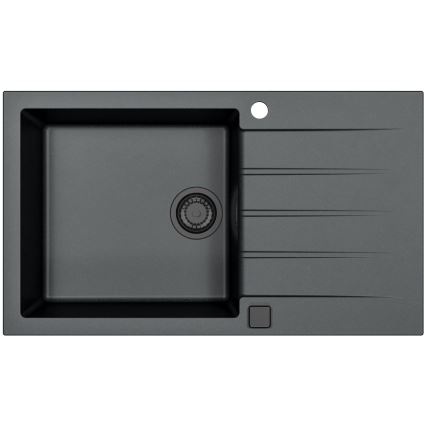 ALVEUS SETA23232 - Virtuvinis kriauklė CADIT 86x50 cm + kriauklės maišytuvas su lanksčiu kaklu MINTAS 34 cm granitas/matiniu juodu