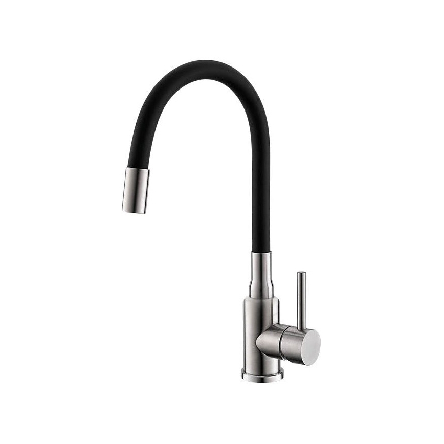 ALVEUS SETA24019 - Virtuvinis kriauklė CLASSIC 80x60 cm + maišytuvas su lankstumu MINTAS 34 cm šlifuotas plienas/juoda