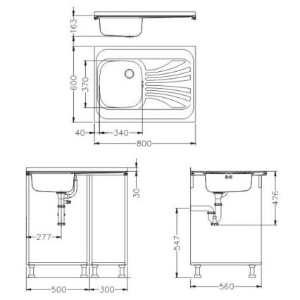ALVEUS SETA24019 - Virtuvinis kriauklė CLASSIC 80x60 cm + maišytuvas su lankstumu MINTAS 34 cm šlifuotas plienas/juoda