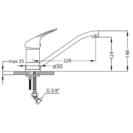 ALVEUS SETA259 - Virtuvinė kriauklė BASIC 78x43,5 cm + kriauklės maišytuvas RIVIERA 14,8 cm satinuotas/blizgus chromas