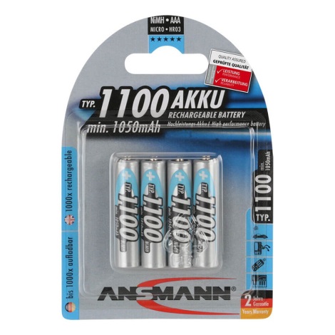 Ansmann 07521 Micro AAA - 4vnt įkraunamos baterijos AAA NiMH1.2V/1050mAh