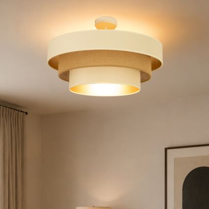 Ant lubų montuojama liustra WENTA 1xE27/60W/230V, skersmuo 50 cm, smėlio/auksinė