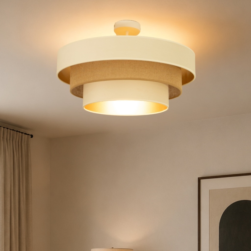 Ant lubų montuojama liustra WENTA 1xE27/60W/230V, skersmuo 50 cm, smėlio/auksinė