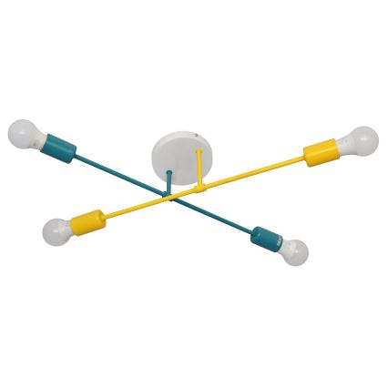 Ant pagrindo montuojamas sietynas CAMBRIDGE 4xE27/20W/230V mėlynas/geltonas