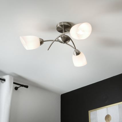 Ant pagrindo montuojamas sietynas DONNA 3xE27/60W/230V nikelio