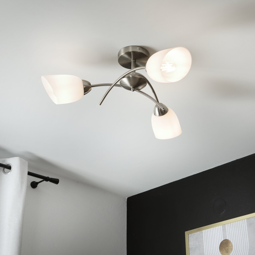 Ant pagrindo montuojamas sietynas DONNA 3xE27/60W/230V nikelio