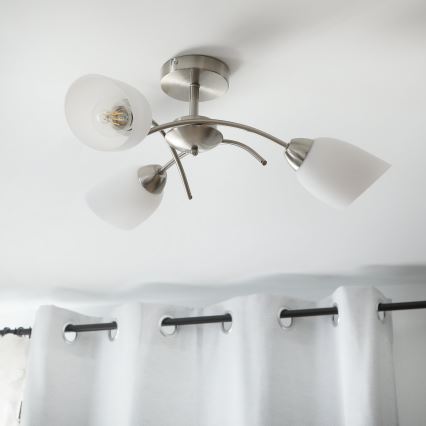 Ant pagrindo montuojamas sietynas DONNA 3xE27/60W/230V nikelio