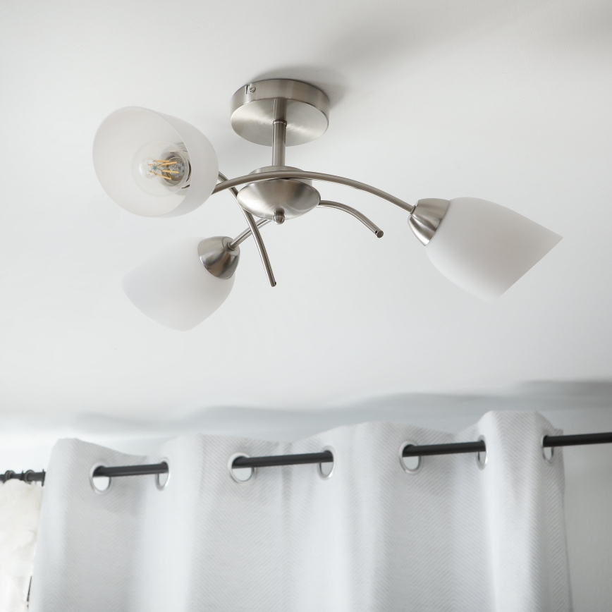 Ant pagrindo montuojamas sietynas DONNA 3xE27/60W/230V nikelio