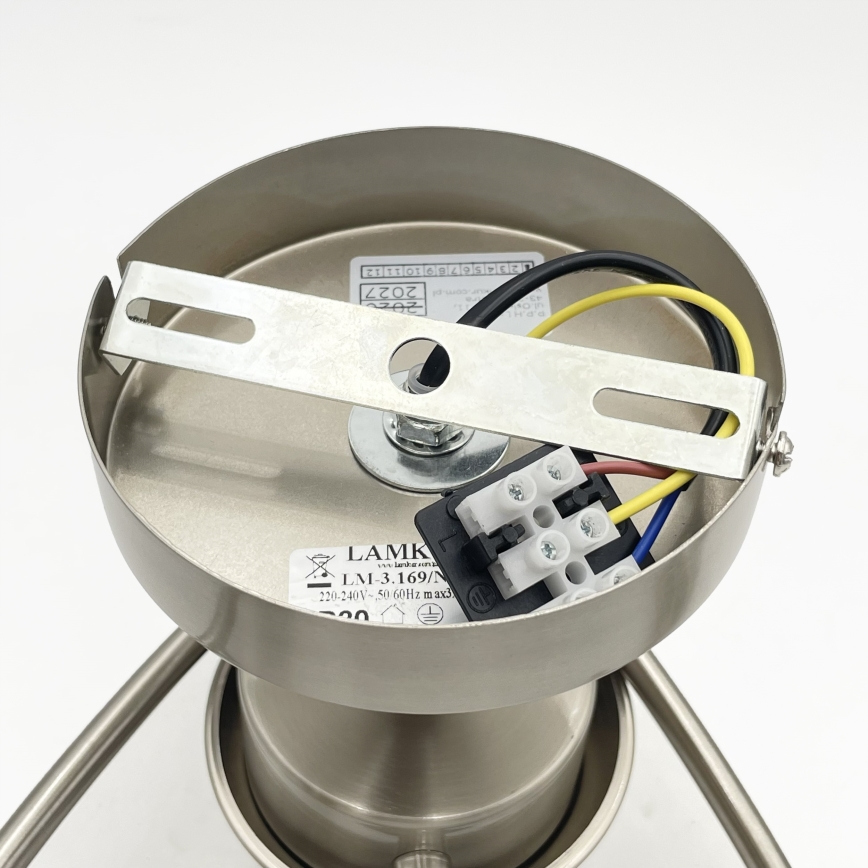 Ant pagrindo montuojamas sietynas DONNA 3xE27/60W/230V nikelio