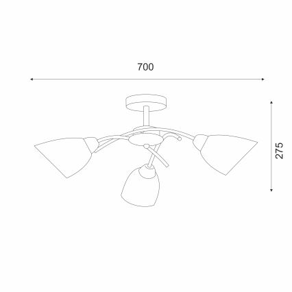Ant pagrindo montuojamas sietynas DONNA 3xE27/60W/230V nikelio
