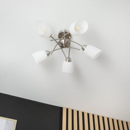 Ant pagrindo montuojamas sietynas DONNA 5xE27/60W/230V nikelio