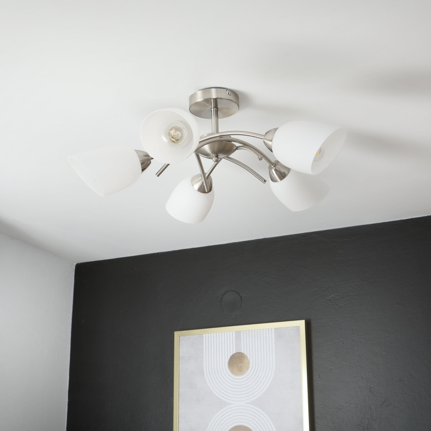 Ant pagrindo montuojamas sietynas DONNA 5xE27/60W/230V nikelio