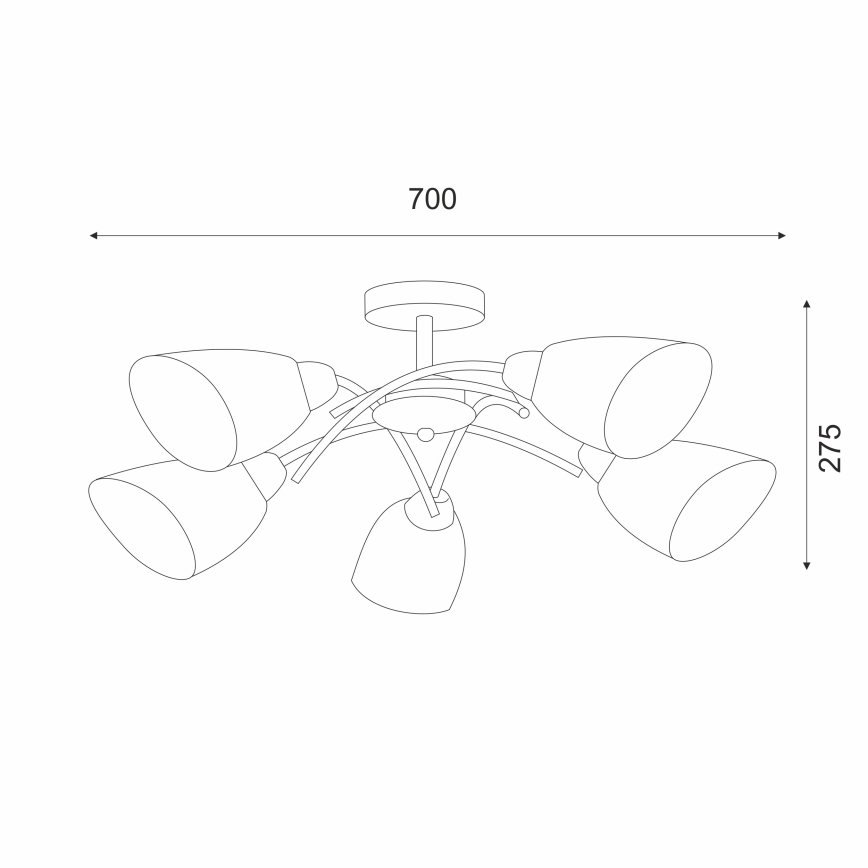 Ant pagrindo montuojamas sietynas DONNA 5xE27/60W/230V patina